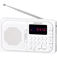 Sencor SRD 216 WH hordozható FM PLL rádió Bluetooth, USB és microSD lejátszással, fehér