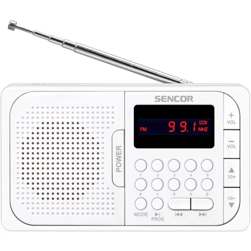 Sencor SRD 216 WH hordozható FM PLL rádió Bluetooth, USB és microSD lejátszással, fehér - 2