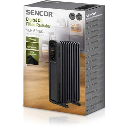 SENCOR SOH 6311BK elektromos olajradiátor 2300 W, 11 fűtőelemmel, távirányítóval, fekete - 2