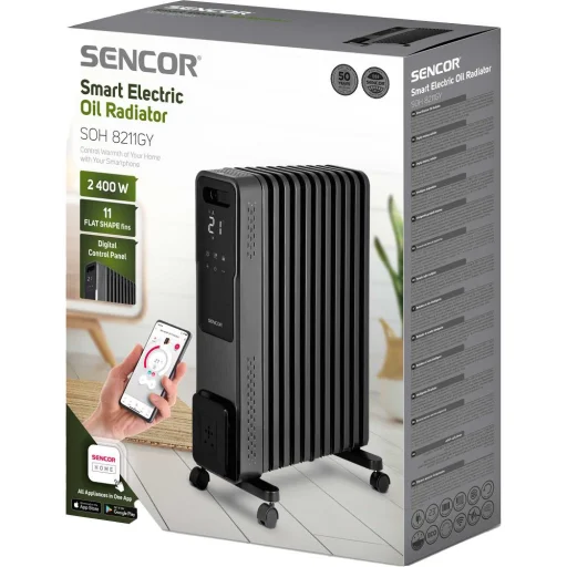 SENCOR SOH 8211GY okos elektromos olajradiátor 2400 W, 11 bordás, szürke - 14