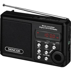 SENCOR SRD 215 B prenosné FM rádio s USB a Micro SD MP3 prehrávaním