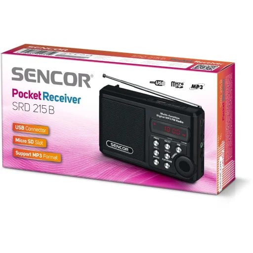 SENCOR SRD 215 B prenosné FM rádio s USB a Micro SD MP3 prehrávaním - 2