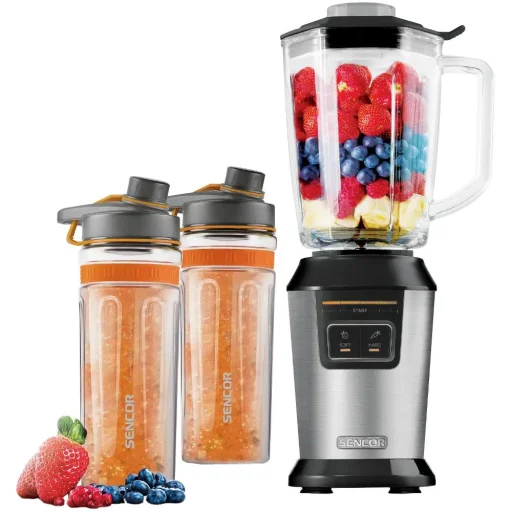 Sencor SBL 7550SS smoothie maker 800 W 2 db 0,6 l sportpohárral és 0,9 l üvegedénnyel - 1