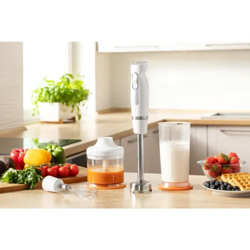SENCOR SHB 4378WH botmixer szett 800 W, fehér, 700 ml mixelőedénnyel és 500 ml aprítóval - 12