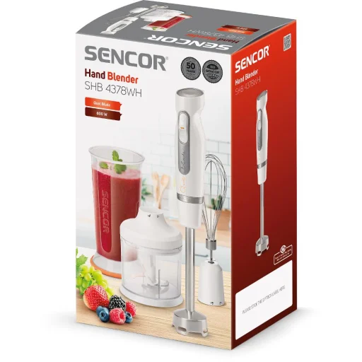 SENCOR SHB 4378WH botmixer szett 800 W, fehér, 700 ml mixelőedénnyel és 500 ml aprítóval - 13