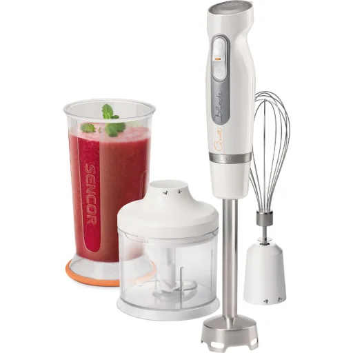 SENCOR SHB 4378WH botmixer szett 800 W, fehér, 700 ml mixelőedénnyel és 500 ml aprítóval - 1