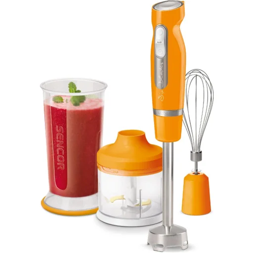 SENCOR SHB 4463OR-EUE3 botmixer szett 1000 W, 700 ml mixelő- és 500 ml aprítóedénnyel, rozsdamentes tartozékokkal - 1