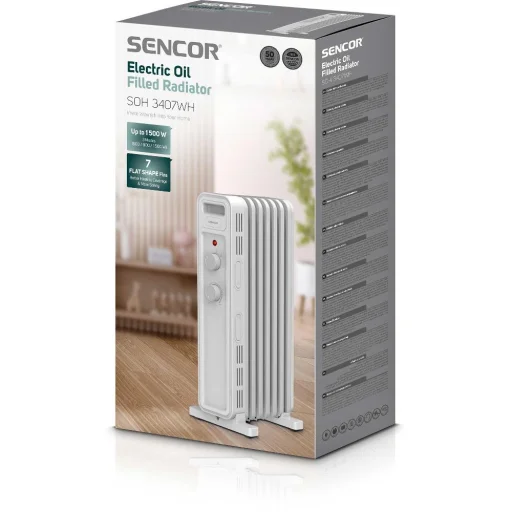 SENCOR SOH 3407WH elektromos olajradiátor, 1500 W, 7 tagos, fehér - 14