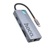 Hoco HB52 8 v 1 USB-C hub adaptér, sivý thumbnail