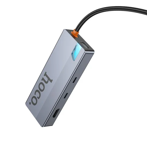 Hoco HB52 8 v 1 USB-C hub adaptér, sivý - 2