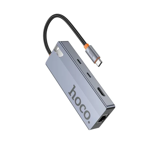 Hoco HB52 8 v 1 USB-C hub adaptér, sivý - 3