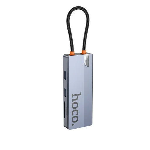 Hoco HB52 8 v 1 USB-C hub adaptér, sivý - 4