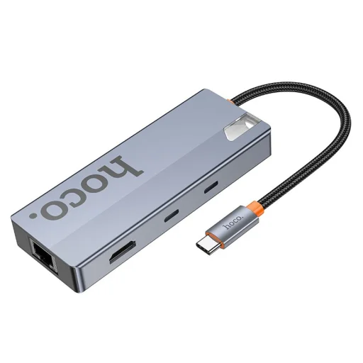 Hoco HB52 8 v 1 USB-C hub adaptér, sivý - 5