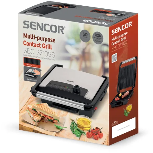SENCOR SBG 3710SS kontakt grillsütő, 2000 W, ezüst-fekete - 14