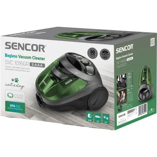 Sencor SVC 1016GR 3AAA porzsák nélküli porszívó Cat & Dog turbókefével, 800 W, 1,5 l - 20