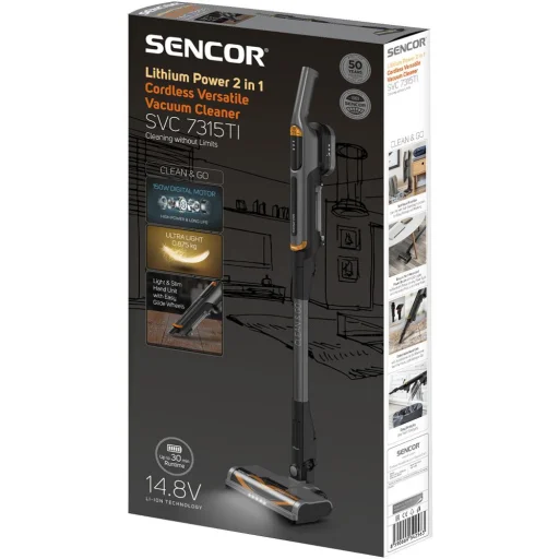 SENCOR SVC 7315TI 2 az 1-ben akkumulátoros álló porszívó, 14,8 V Li-Ion akkumulátorral - 18