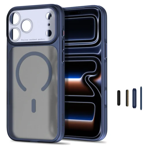  iPhone 17 Pro Max / 18 Pro Max matt sötétkék Tech-Protect MagPrime MagSafe CC tok - 2