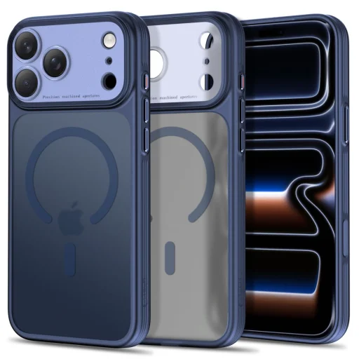  iPhone 17 Pro Max / 18 Pro Max matt sötétkék Tech-Protect MagPrime MagSafe CC tok - 1