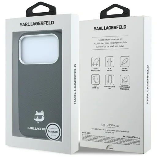 iPhone 18 Pro Max / 17 Pro Max fekete Karl Lagerfeld Grained Choupette Head Metal MagSafe tok - 8