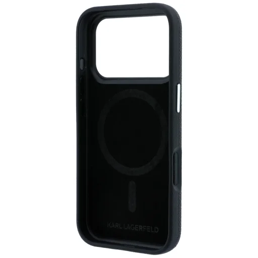 iPhone 18 Pro Max / 17 Pro Max čierny kryt Karl Lagerfeld Grained Choupette Head Metal MagSafe - 7