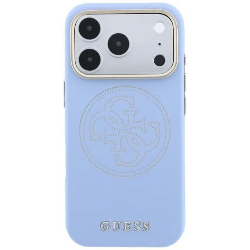  iPhone 18 Pro Max / 17 Pro Max világoskék Guess Perforated 4G MagSafe telefontok arany logóval - 3