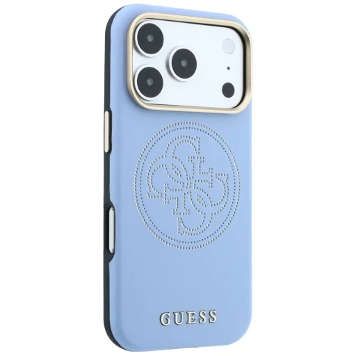  iPhone 18 Pro Max / 17 Pro Max világoskék Guess Perforated 4G MagSafe telefontok arany logóval - 4
