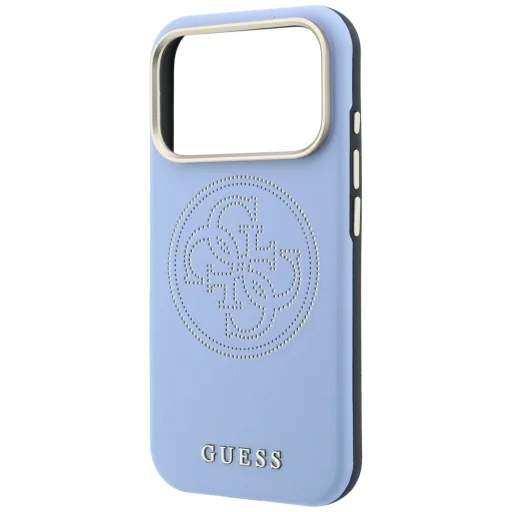  iPhone 18 Pro Max / 17 Pro Max világoskék Guess Perforated 4G MagSafe telefontok arany logóval - 6