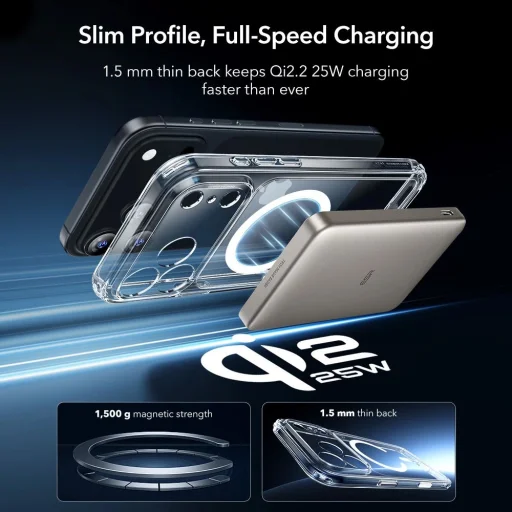 iPhone 18 Pro / iPhone 17 Pro puzdro ESR Classic Hybrid HaloLock s ochranou displeja – priehľadné - 6