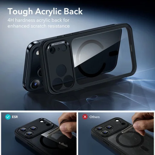 Apple iPhone 18 Pro / iPhone 17 Pro priehľadné čierne puzdro ESR Classic Hybrid HaloLock s ochranou displeja - 4