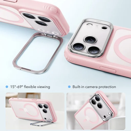  iPhone 18 Pro Max / iPhone 17 Pro Max Frosted Bubblegum Pink ESR Classic Hybrid HaloLock Kickstand tok - 4