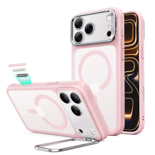 iPhone 18 Pro Max / iPhone 17 Pro Max Frosted Bubblegum Pink ESR Classic Hybrid HaloLock Kickstand puzdro - 1