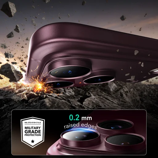  iPhone 18 Pro Max mély bordó ESR Armorite Pro kameravédő üvegfólia - 7