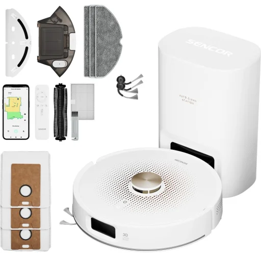 Robotický vysávač Sencor SRV 9485WH s automatickou stanicou na vyprázdňovanie prachu a funkciou mopovania - 1