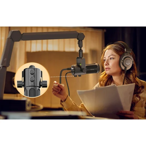 Fifine Tank6 biely dynamický USB/XLR mikrofón - 5