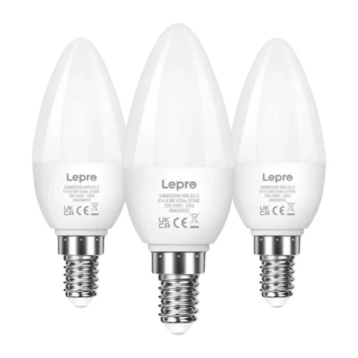 LEPRO 600059-WW-EU-3 E14 C37 LED žiarovka, 4,2 W, 470 lm, 2700 K, teplá biela, 3 ks - 1