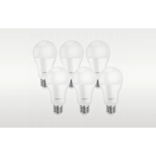 LEPRO 100080-DW-EU-6 E27 A60 LED žiarovka, 13 W, 1521 lm, 6500 K, studená biela, 6 ks - 7
