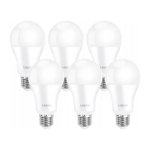 LEPRO 100080-DW-EU-6 E27 A60 LED žiarovka, 13 W, 1521 lm, 6500 K, studená biela, 6 ks - 1