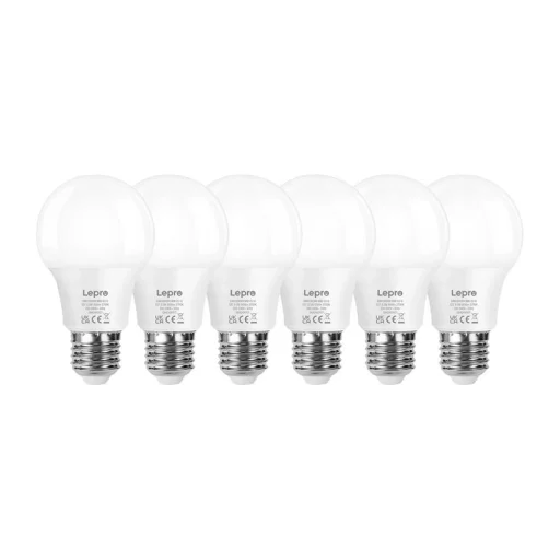 LEPRO 100089-WW-EU-6 E27 A60 LED žiarovka, 8,5 W, 806 lm, 2700 K teplá biela, 6 ks - 1