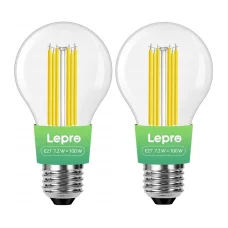 LEPRO 100094-WW-EU-2 E27 LED filamentová žiarovka, 7,2 W, 1521 lm, 2700 K, teplá biela, 2 ks