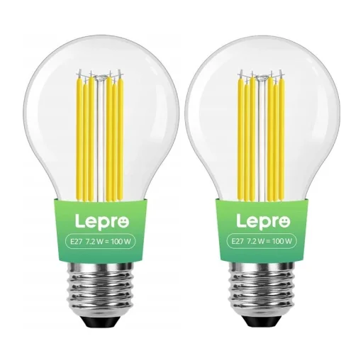 LEPRO 100094-WW-EU-2 E27 LED filamentová žiarovka, 7,2 W, 1521 lm, 2700 K, teplá biela, 2 ks - 1