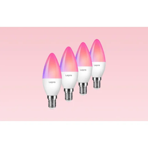 LEPRO BC1-EU-4 C37 RGBCW Wi-Fi inteligentná LED žiarovka, E14, 4 ks - 6