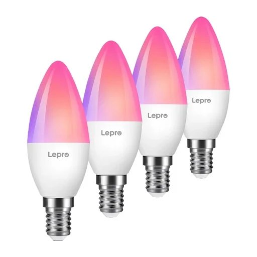 LEPRO BC1-EU-4 C37 RGBCW Wi-Fi inteligentná LED žiarovka, E14, 4 ks - 1