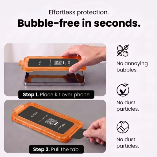 iPhone 17 Pro Max / 18 Pro Max čierne Tech-Protect Quick Set+ tvrdené sklo, balenie 2 kusy - 9