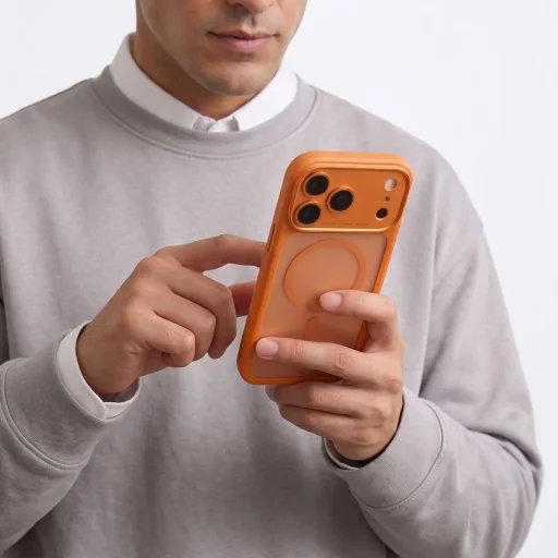 iPhone 17 Pro / 18 Pro matt kozmikus narancssárga Tech-Protect MagPeak MagSafe CC tok - 6