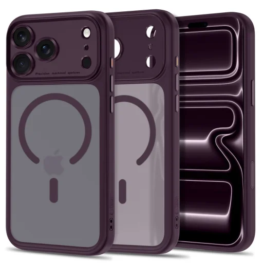 iPhone 17 Pro Max / 18 Pro Max matné tmavočerešňové puzdro Tech-Protect MagPeak MagSafe CC - 1