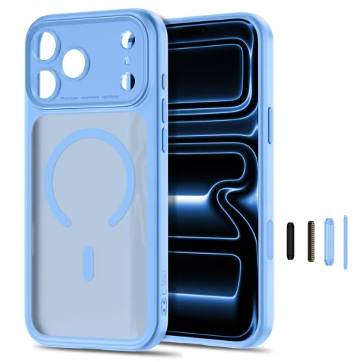 iPhone 17 Pro / 18 Pro matt világoskék Tech-Protect MagPeak MagSafe CC védőtok - 2
