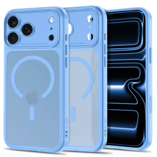iPhone 17 Pro / 18 Pro matt világoskék Tech-Protect MagPeak MagSafe CC védőtok - 1