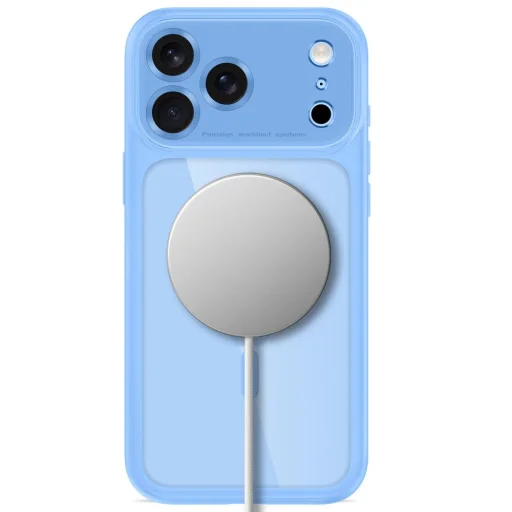 Apple iPhone 17 Pro Max / 18 Pro Max áttetsző világoskék Tech-Protect MagPeak MagSafe CC tok - 4