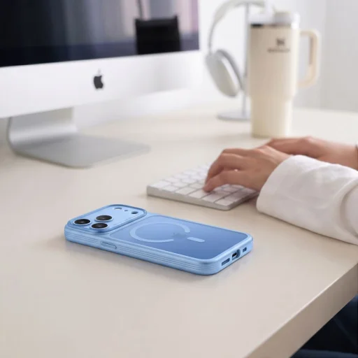 iPhone 17 Pro / 18 Pro Matt világoskék Tech-Protect MagPrime MagSafe CC tok - 8