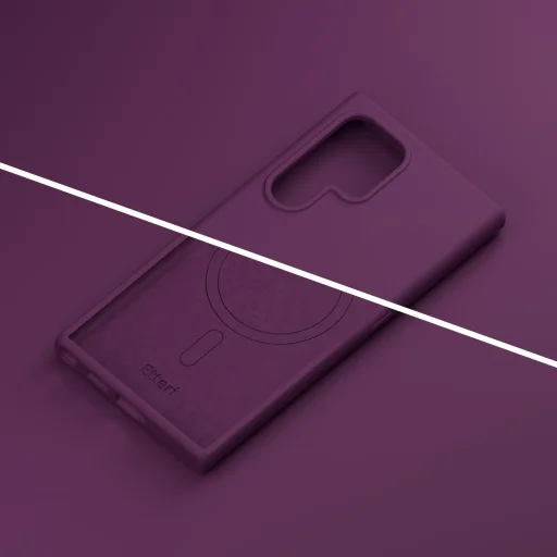 Etteri silikónové magnetické puzdro pre Samsung Galaxy S26 Ultra, tmavočerešňové puzdro - 6
